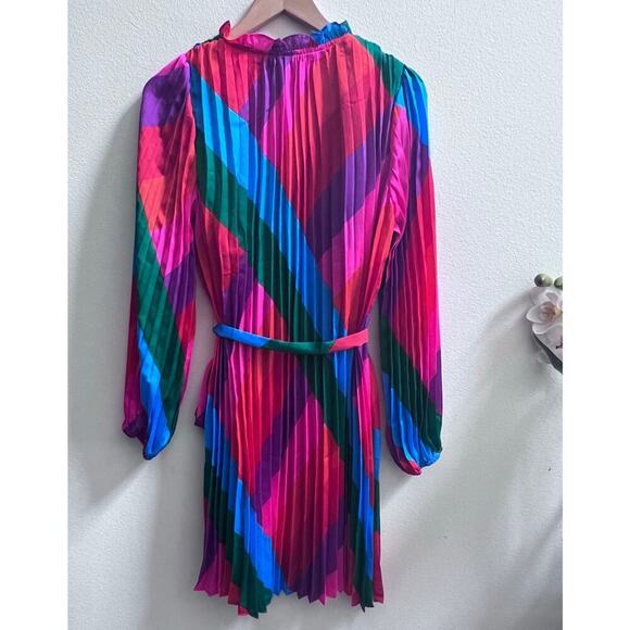 Vestique Feeling Festive Pleated Mini Dress Long Sleeve Women's Loose Fit XS - Picture 4 of 10